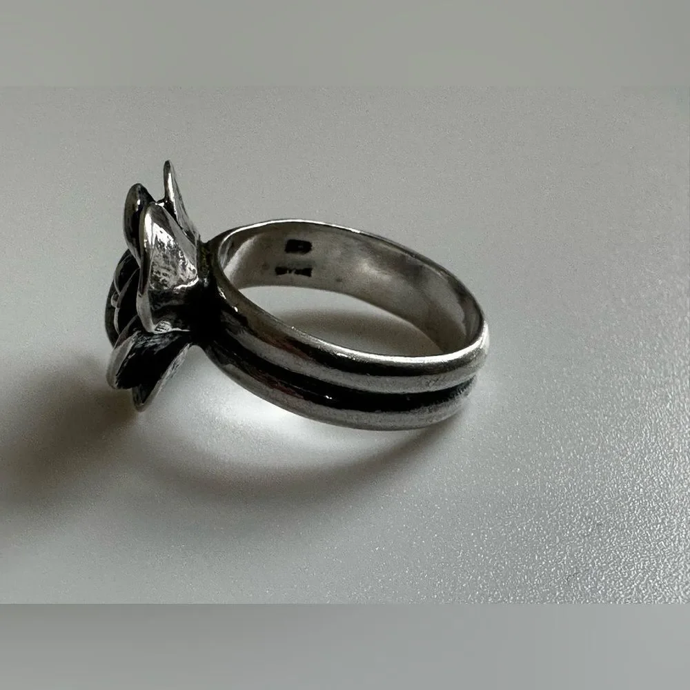 Silpada Retired R2207 Rose Oxidized 3D Flower Blooming Rose Size 6